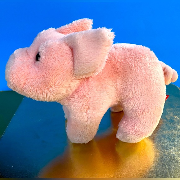 DOUGLAS CUDDLE TOYS BUTTONS THE PINK PIG PLUSH w/PLASTIC EYES AND CURLY TAIL 6” - Picture 2 of 9